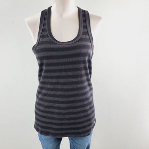 Nike Womens Dri Fit Black Striped Athletic Sleeveless Racerback Tank Top Large